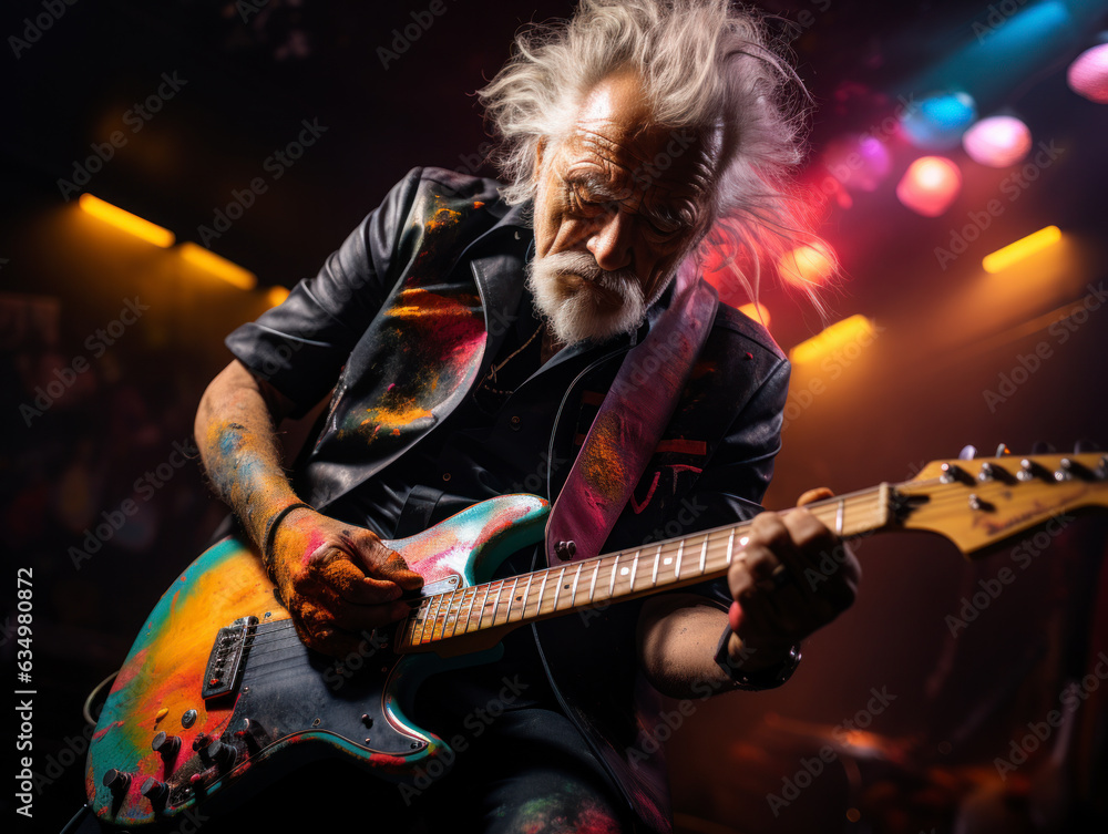 a senior musician performing