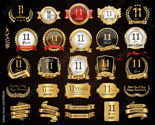 Retro vintage badges and labels anniversary collection vector illustration 