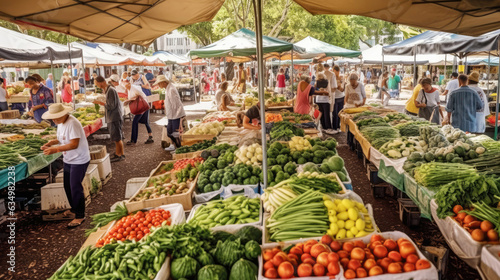 Fotografie, Obraz Bustling farmers market with vibrant fresh produce