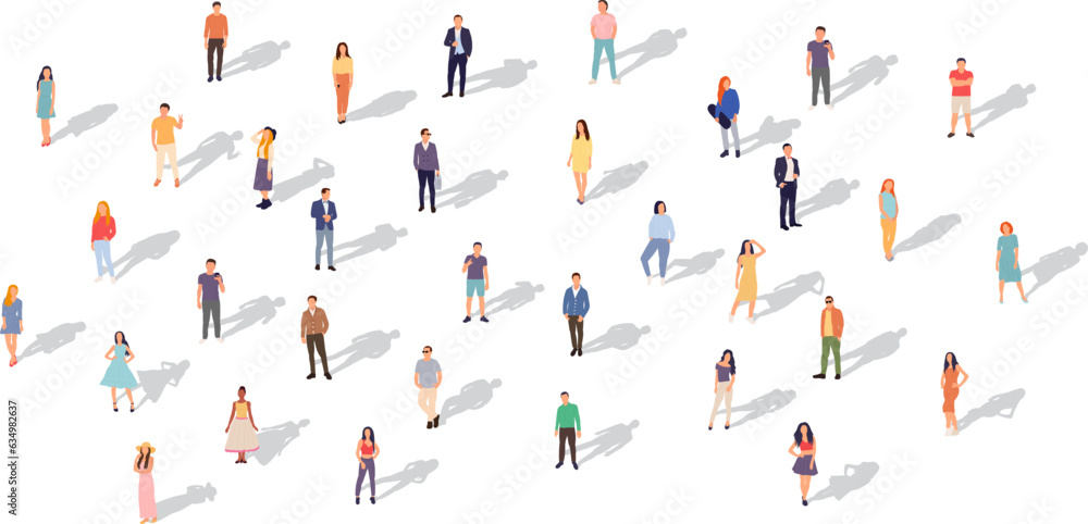 standing people with shadow on white background vector
