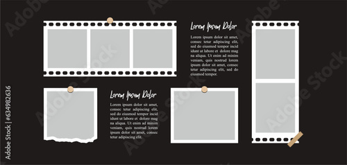 Pictures or photos frame collage. comics page grid layout abstract photo frames and digital photo wall template