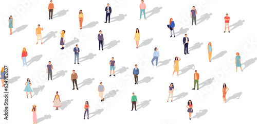 standing people with shadow on white background vector