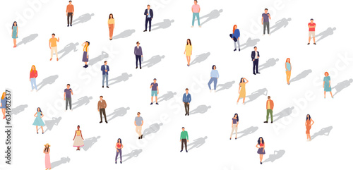 standing people with shadow on white background vector