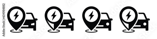 Electric car charge location, vector illustration