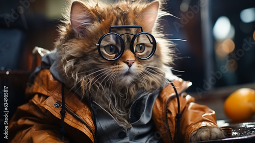 A cat with glasses on it. © 121icons