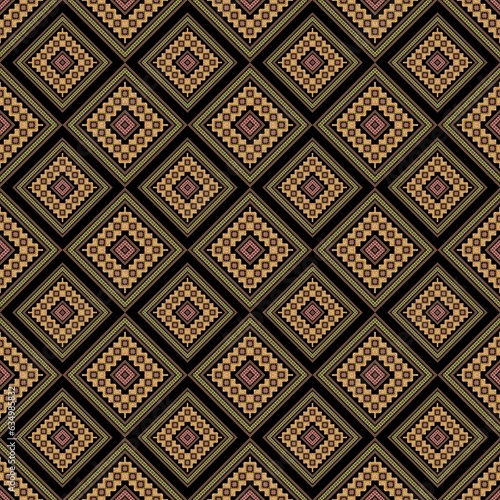 Draw colored lines consisting of several colors combined into a rectangular pattern with a black background, design, fabric pattern, pattern for use as an artistic background.