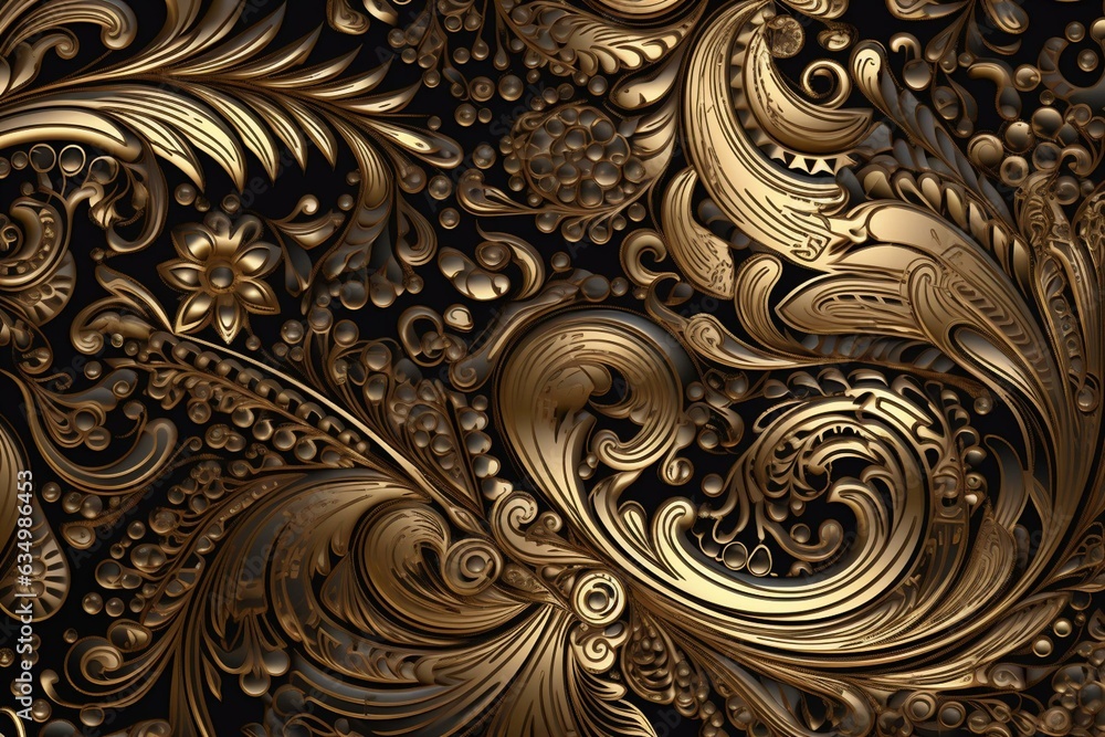 Background with exquisite golden decorative pattern. Generative AI