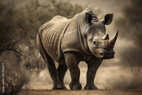 Stunning rhino with majestic presence. Generative AI