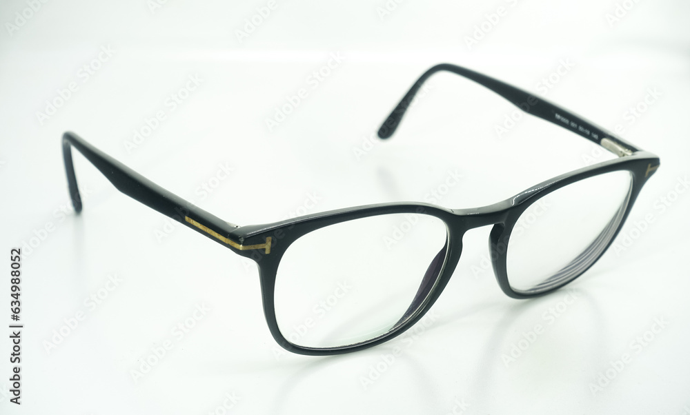 black frame glasses on white background black frame glasses on white background
