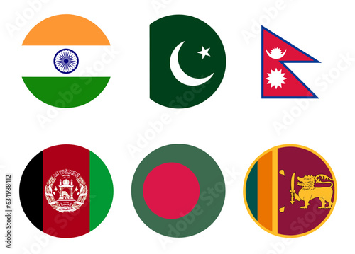 Asia cup cricket tournament 2023 participating teams. India, Pakistan, Afghanistan, Bangladesh, Sri Lanka & Nepal. In EPS 10, PNG and jpeg file format.