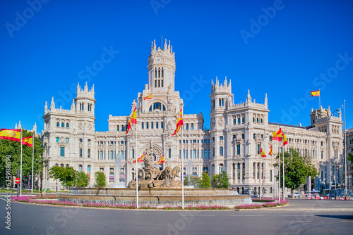 Spain Travel Concepts. Famous Cibeles Fountain in Madrid in Spain photo