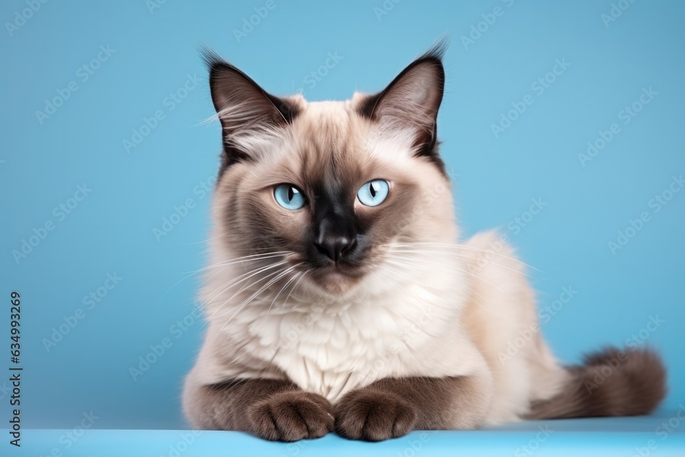 Balinese Cat Upright On A White Background