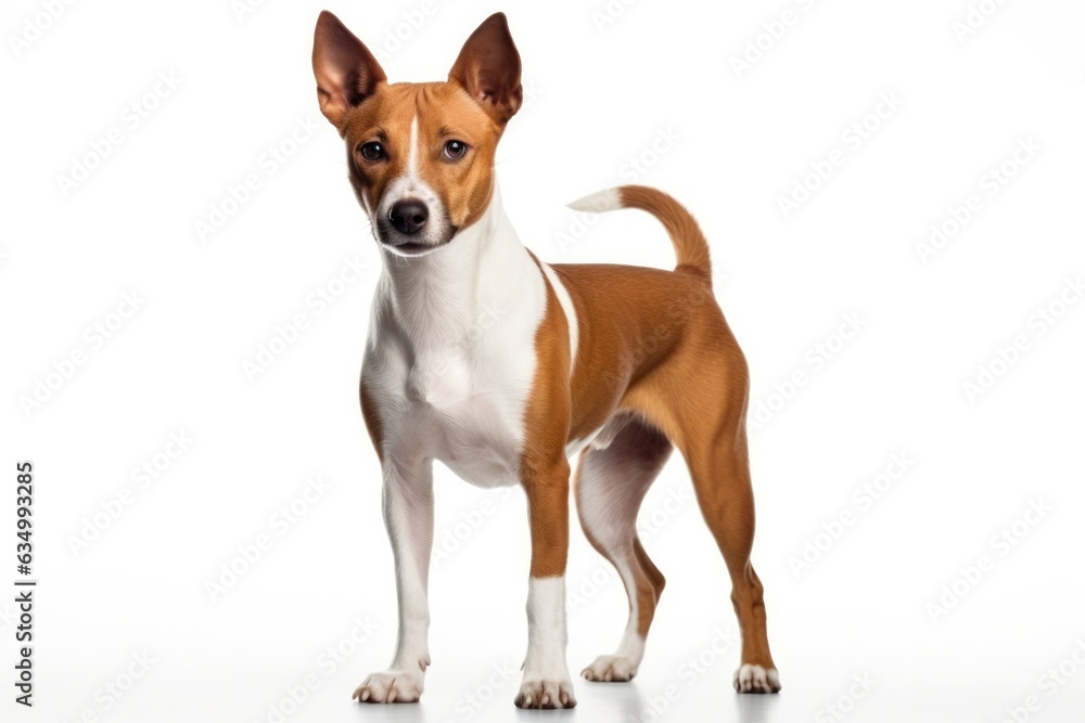 Basenji Dog Upright On A White Background