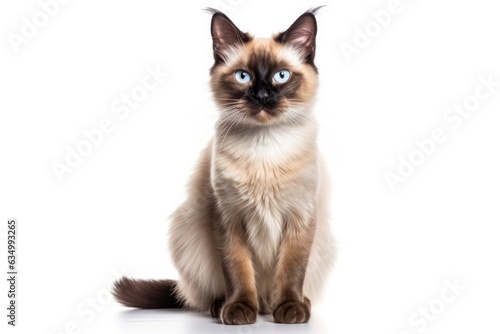 Balinese Cat Stands On A White Background