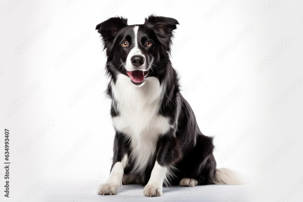 Border Collie Dog Upright On A White Background