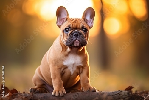 A Small Brown Dog Sitting On Top Of A Log © Ян Заболотний