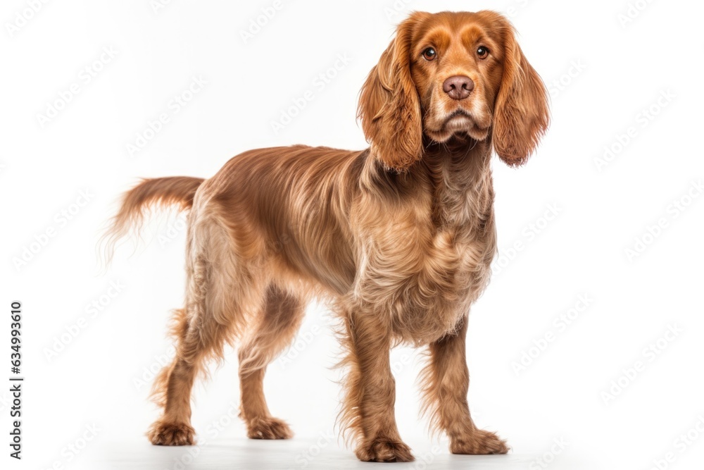 Clumber Spaniel Dog Stands On A White Background