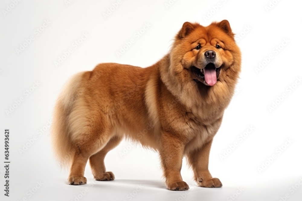 Chow Chow Dog Stands On A White Background