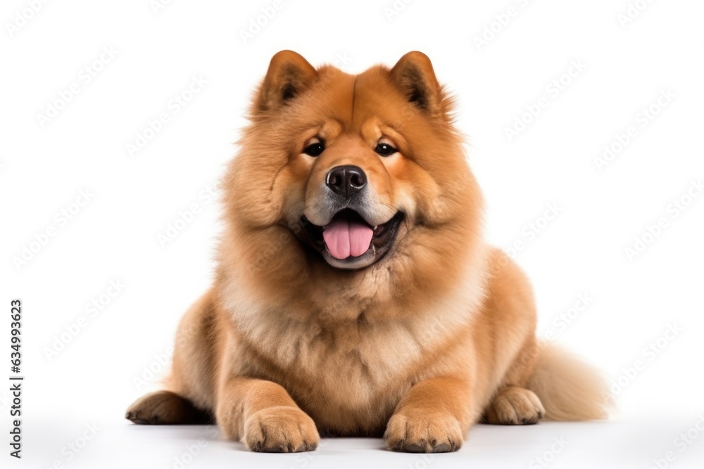 Chow Chow Dog Sitting On A White Background