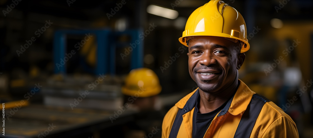 Afro american industrial worker. Concept of safety measures, skilled labour and workforce. Afro american industrial worker. Concept of safety measures, skilled labour and workforce.