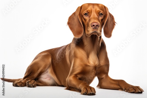 Harrier Dog Sitting On A White Background