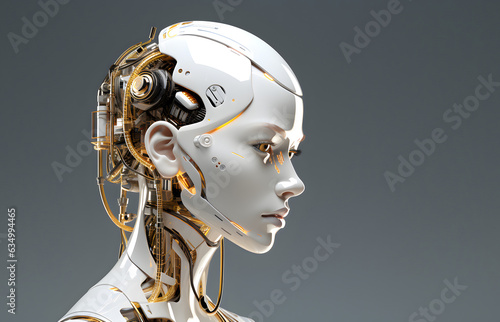 Beautiful female robot with artificial intelligence. photo