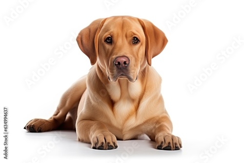 Labrador Retriever Dog Lying On A White Background