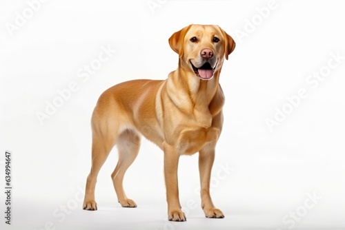 Labrador Retriever Dog Stands On A White Background