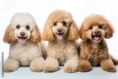 Poodle Family Foursome Dogs Sitting On A White Background