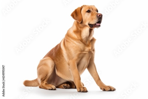 Profile Of A Labrador Retriever Dog Sitting On A White Background