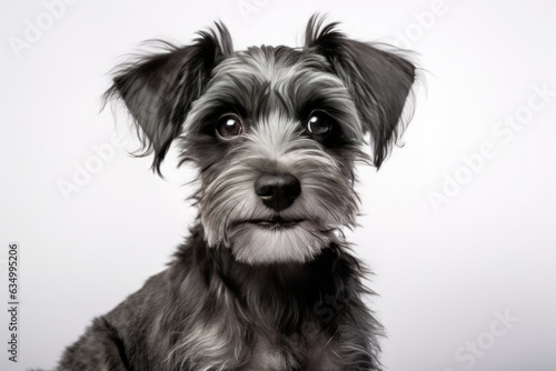 Schnoodle Dog Sitting On A White Background
