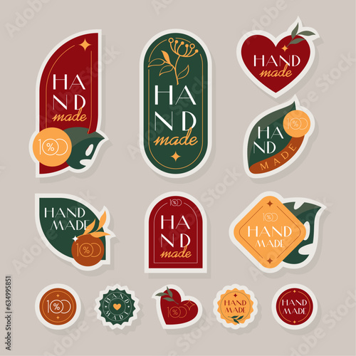 A set of retro hand made labels. A collection of vintage stickers in a minimalist design.