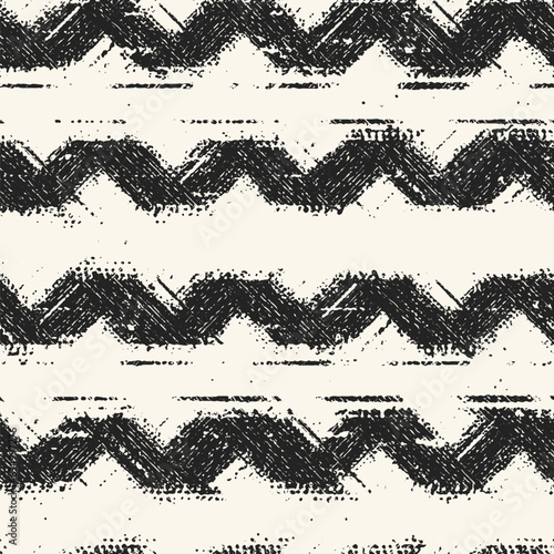 Ink Brush Stroke Textured Chevron Pattern