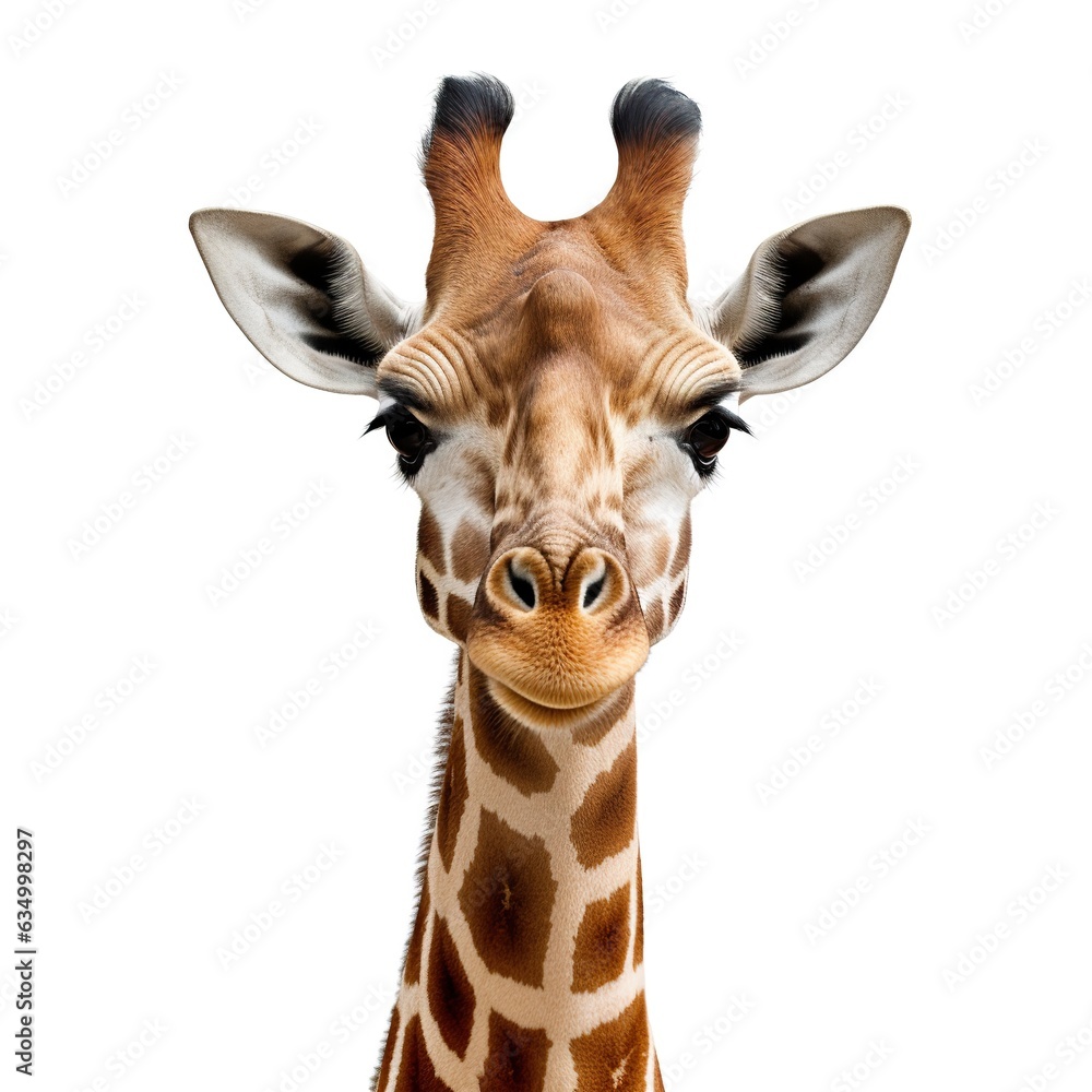 a giraffe in white background