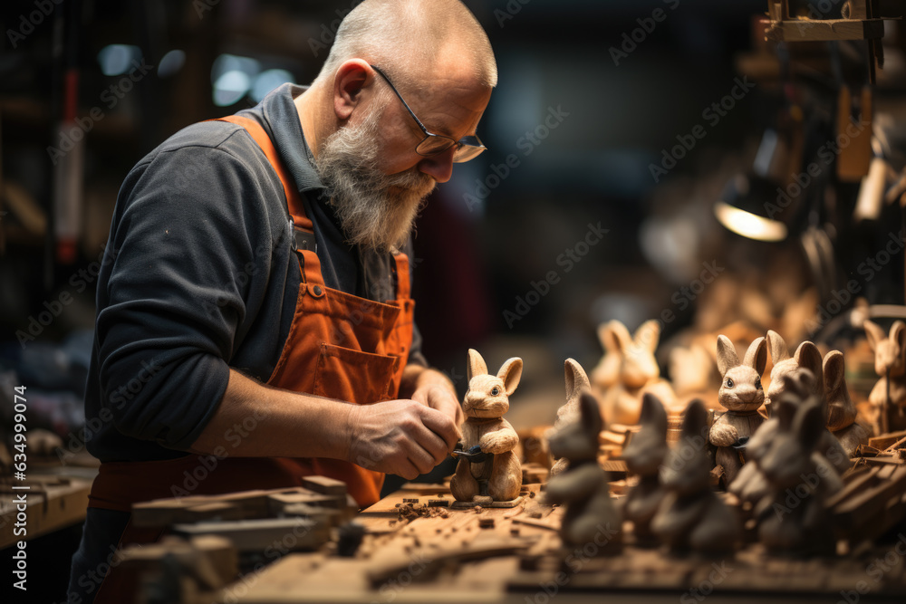 Beruf Holzspielzeugmacher - obrazy, fototapety, plakaty 