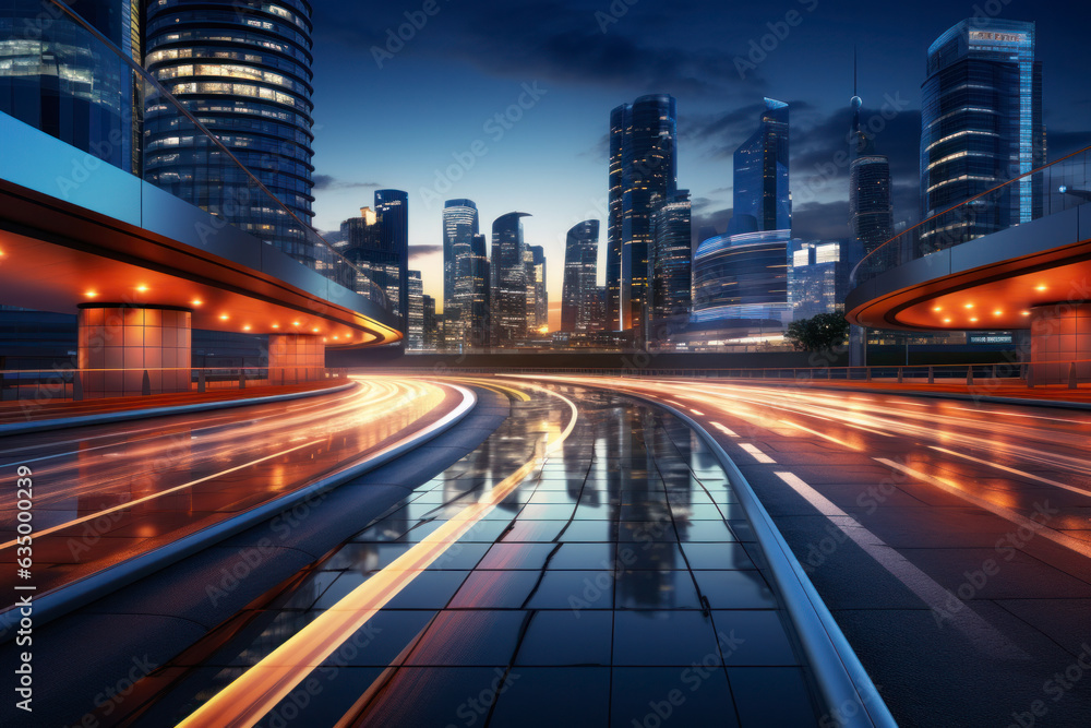 Obraz premium empty road with city background