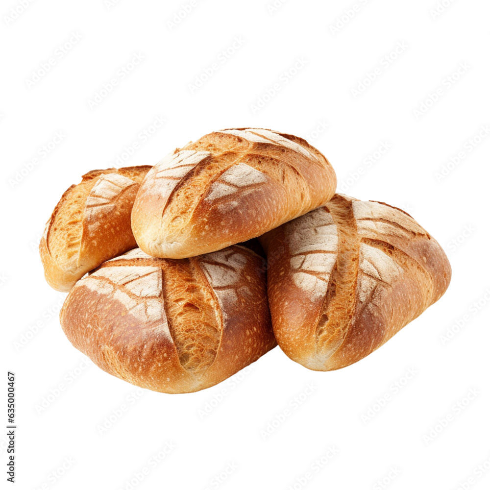 bread on a white background. Generative AI