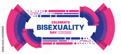 Celebrate bisexuality day - Text in frame with abstract color of bisexual flag curve layer and shape modern style texture vector design