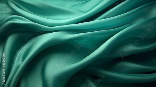 3D Emerald Color Silk Background, AI Generative