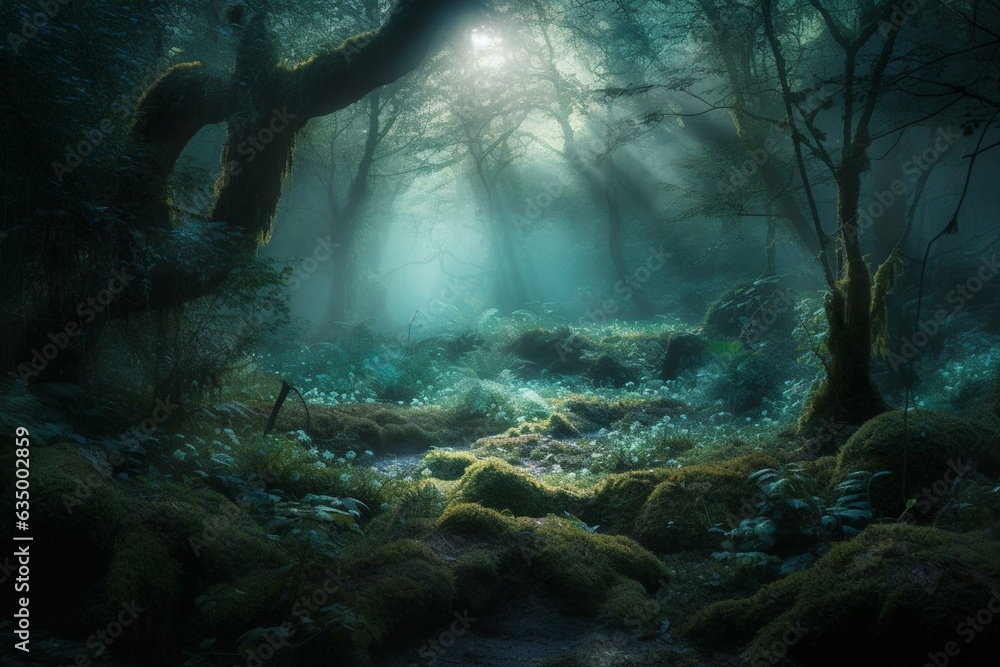 A mystical woodland on an extraterrestrial world. Generative AI