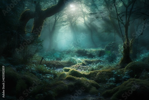 A mystical woodland on an extraterrestrial world. Generative AI