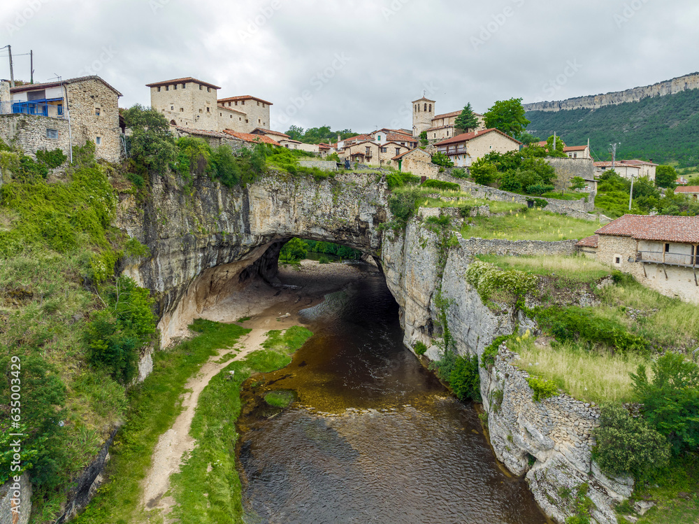 Puentedey village and natural arch view Burgos