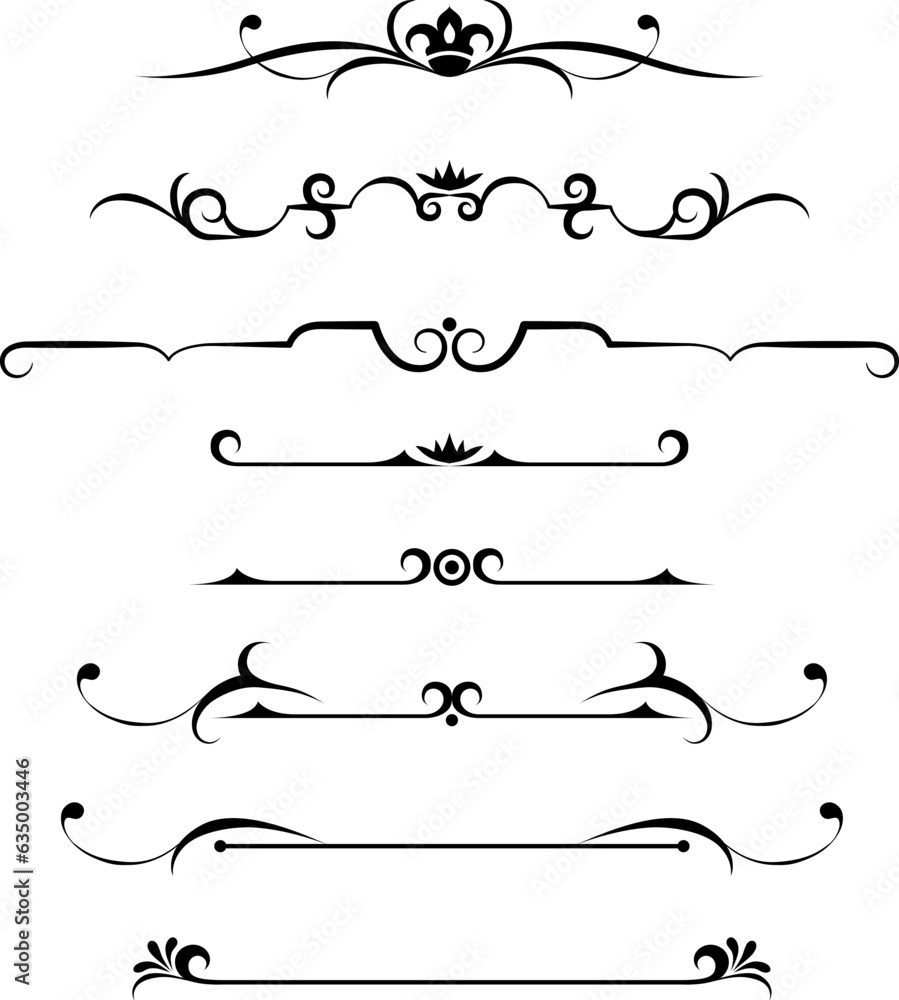 black and white set of delimiters for text, dividers black and white set of delimiters for text, dividers