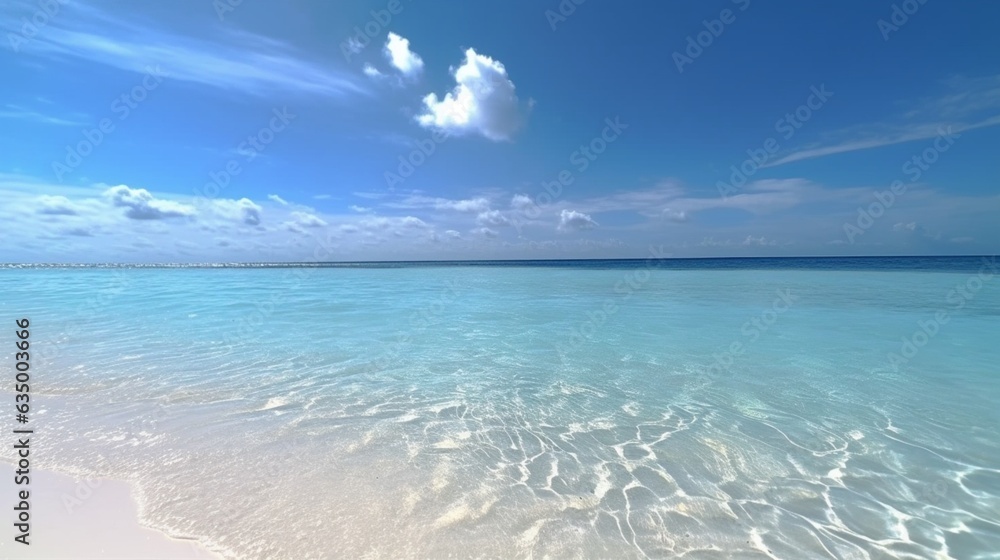 Beautiful sandy beach with white sand and rolling calm Generative Ai Beautiful sandy beach with white sand and rolling calm Generative Ai