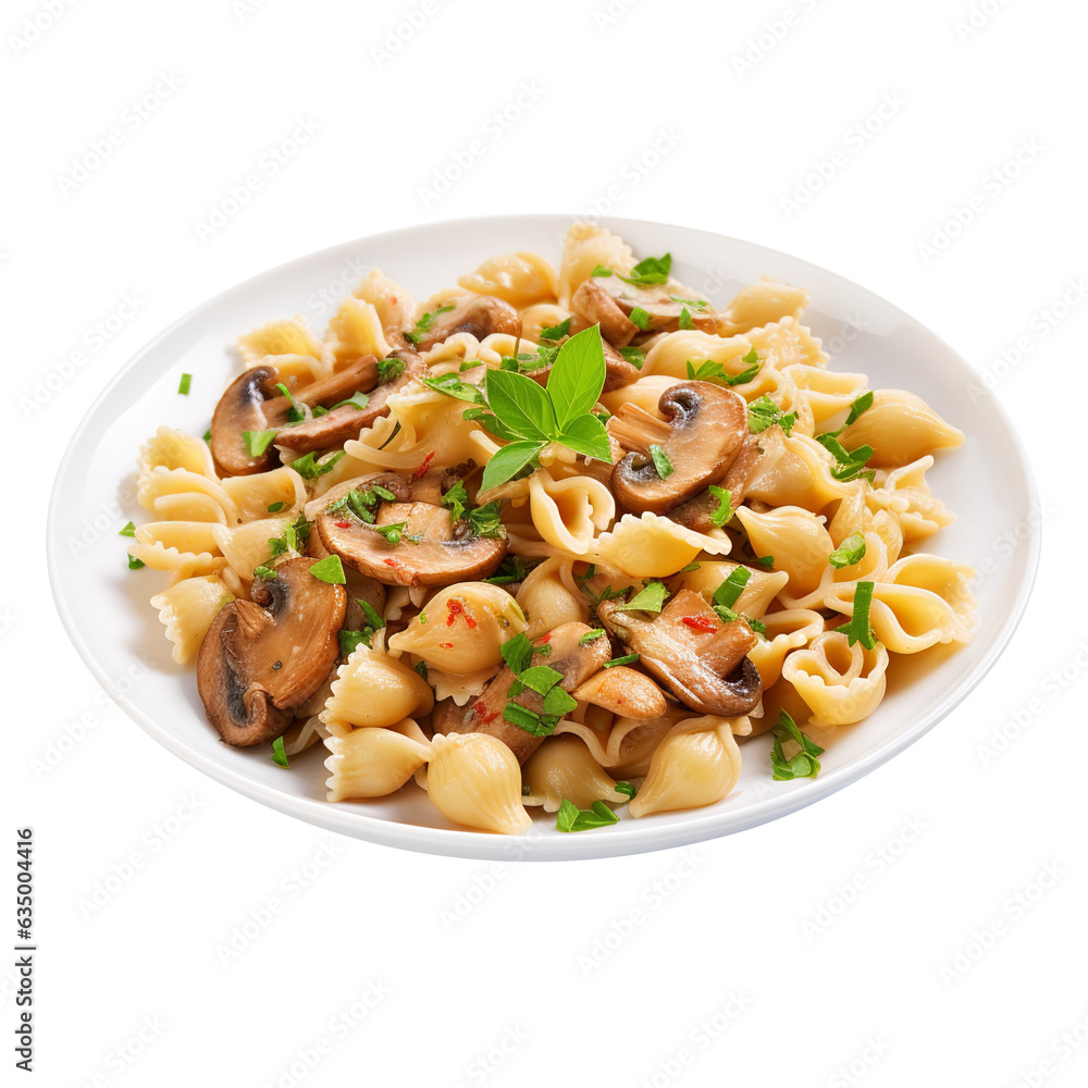pasta with mushrooms on transparent or white background, png pasta with mushrooms on transparent or white background, png