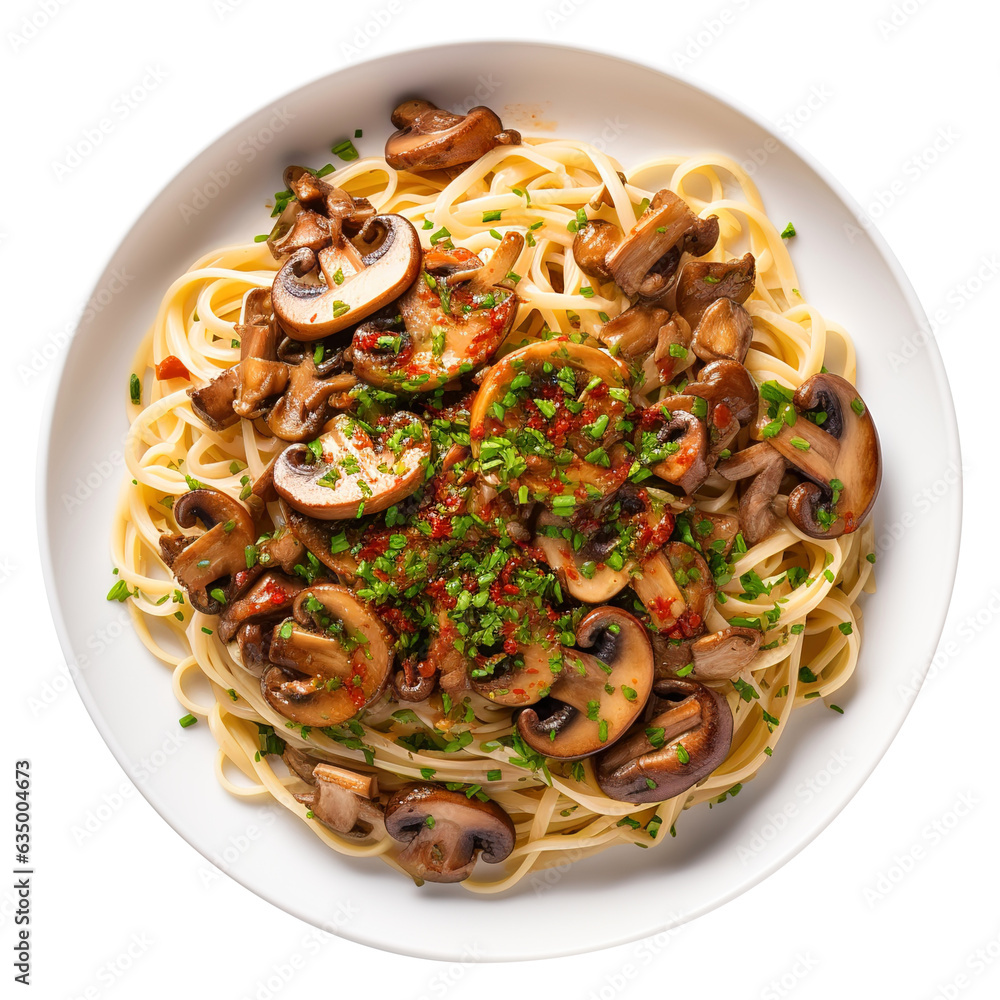 pasta with mushrooms on transparent or white background, png pasta with mushrooms on transparent or white background, png