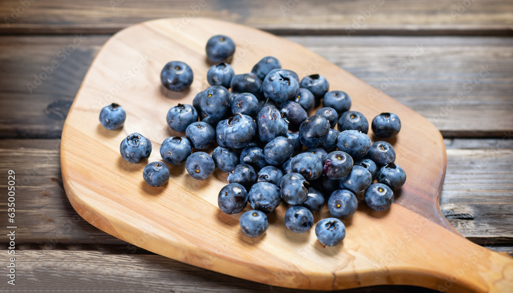 Blueberries on a board over wooden table. Blueberries on a board over wooden table.
