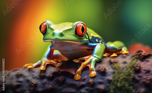 Realistic photo frog Agalychnis callidryas, hyper realistic, close-up. Generative AI. © Curioso.Photography