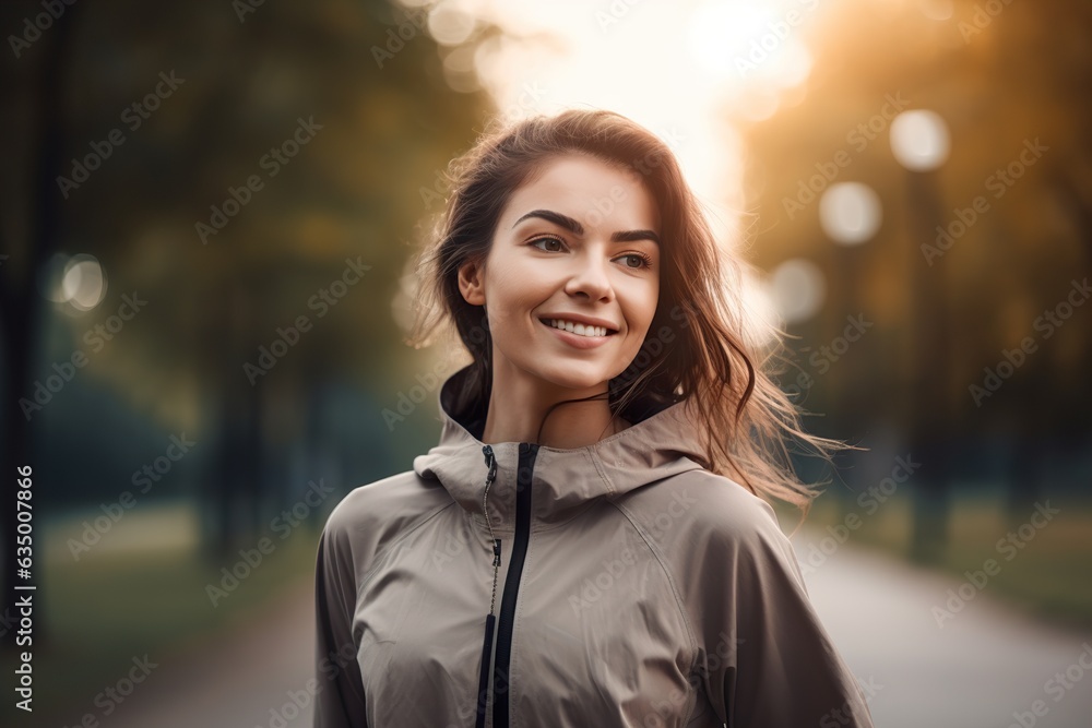A sport woman-runner portrait in city park A sport woman-runner portrait in city park
