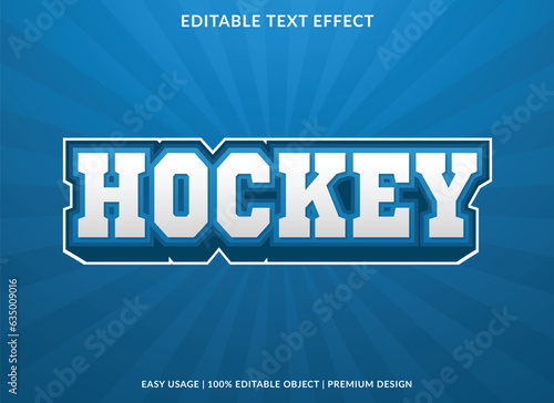 hockey text effect template with 3d bold type style and retro concept use for brand and logotype